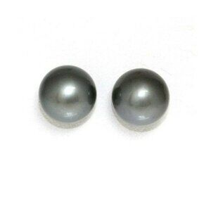 White House Black‎ Market Pearl Stud Earrings Dark Gray Metal Balls